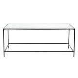 Arvi 44" Coffee Table in Clear Glass with Black Base