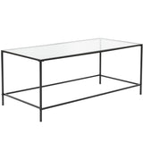 Arvi 44" Coffee Table in Clear Glass with Black Base