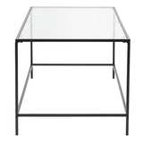 Arvi 44" Coffee Table in Clear Glass with Black Base