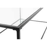 Arvi 44" Coffee Table in Clear Glass with Black Base