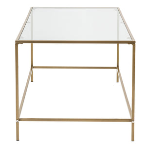 Arvi 44" Coffee Table in Clear Glass with Brass Base