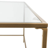 Arvi 44" Coffee Table in Clear Glass with Brass Base