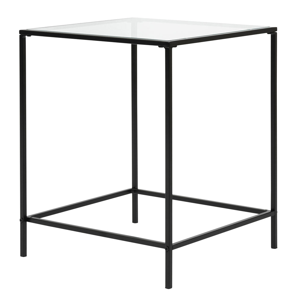Arvi 18" Side Table in Clear Glass with Black Base