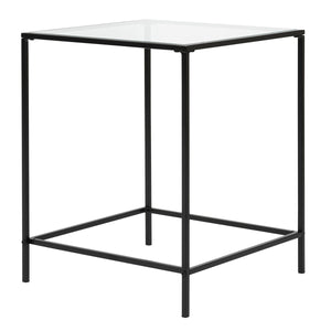 Arvi 18" Side Table in Clear Glass with Black Base