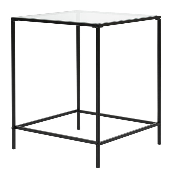 Arvi 18" Side Table in Clear Glass with Black Base