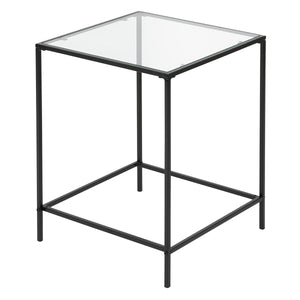 Arvi 18" Side Table in Clear Glass with Black Base