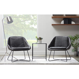 Arvi 18" Side Table in Clear Glass with Black Base