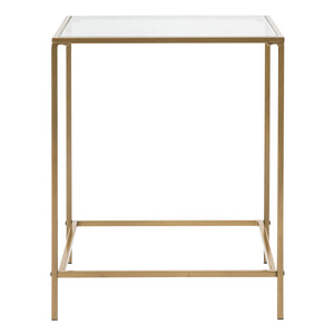 Arvi 18" Side Table in Clear Glass with Brass Base