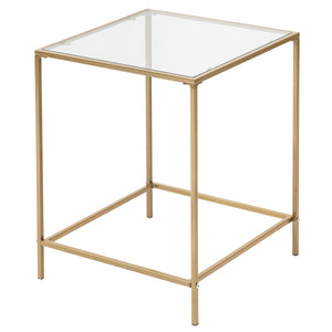 Arvi 18" Side Table in Clear Glass with Brass Base