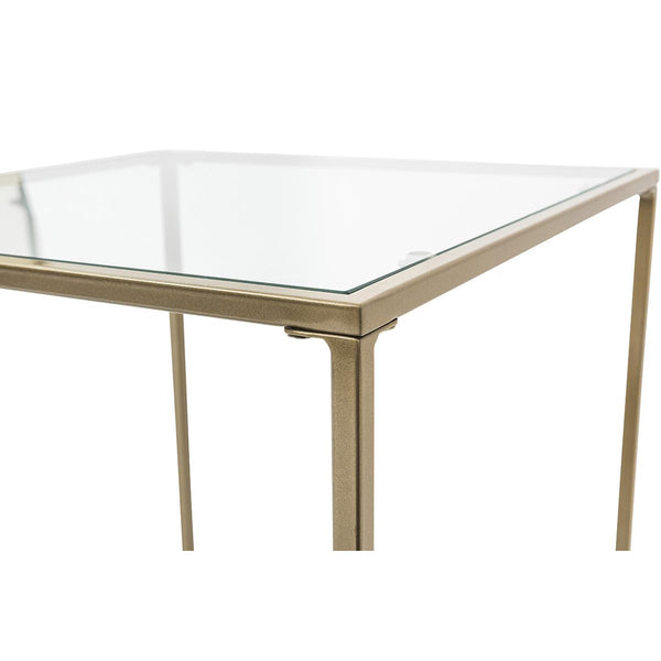 Arvi 18" Side Table in Clear Glass with Brass Base