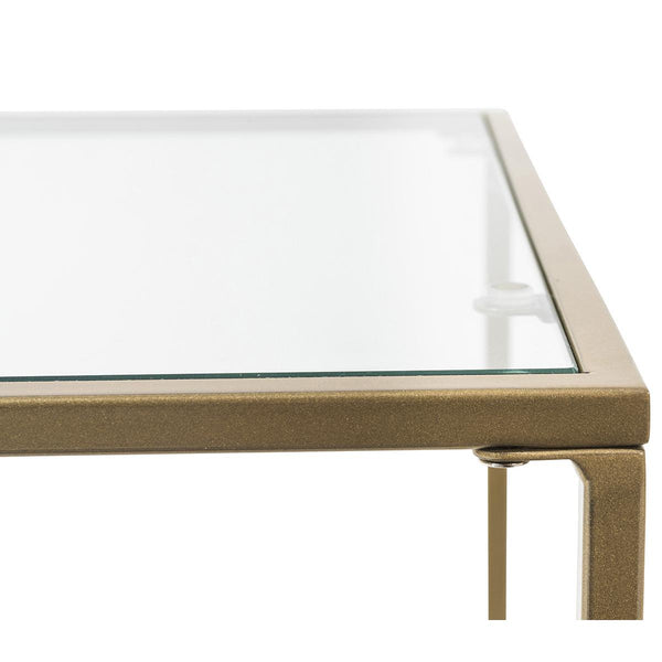 Arvi 18" Side Table in Clear Glass with Brass Base