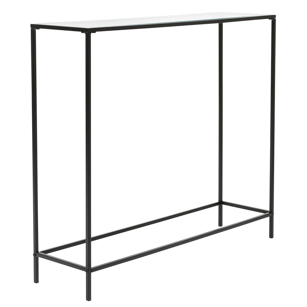 Arvi 36" Console in Clear Glass with Black Base