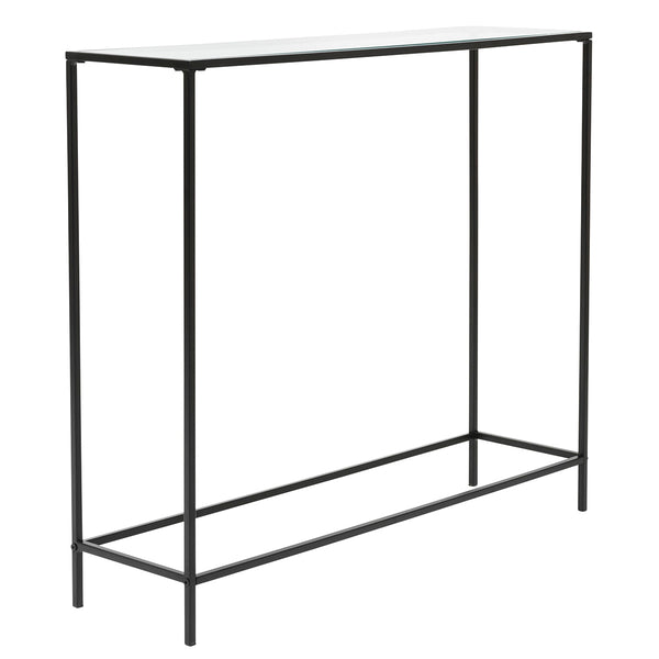 Arvi 36" Console in Clear Glass with Black Base