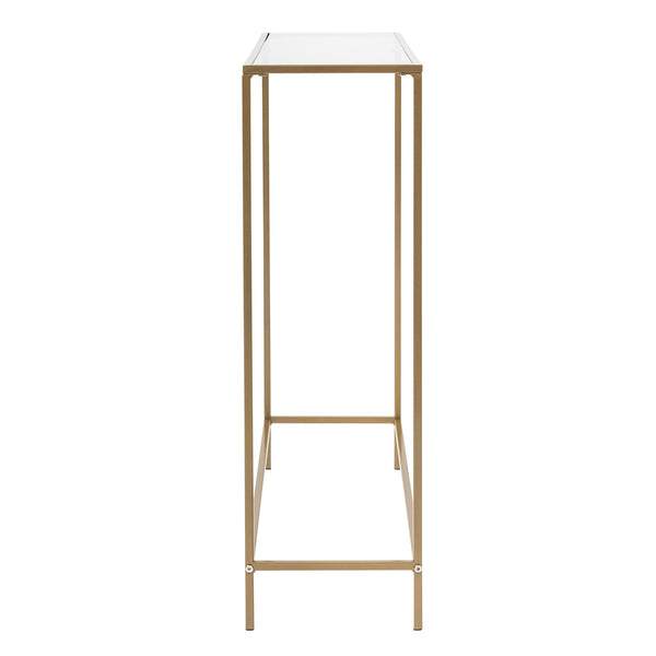 Arvi 36" Console in Clear Glass with Brass Base