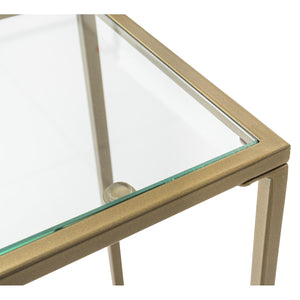 Arvi 36" Console in Clear Glass with Brass Base