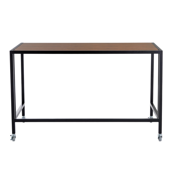 Christel 48" Folding Desk with Walnut Veneered Top and Matte Black Frame
