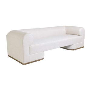 Sagebrook Home Contemporary Modern Sofa- French Oak Base - Ivory 17045-04 Ivory/beige Non-woven Fabric