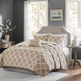 Madison Park Essentials Merritt Transitional| 100% Polyester Microfiber Printed Coverlet Set W/ Quilting MPE13-243