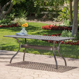 Noble House Austin Outdoor Shiny Copper Finish Cast Aluminum Rectangular Dining Table