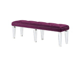 Varian Glam Bench Burgundy Velvet (cc#) • Mirror Inlay • Silver (Antique Raised Molding)  27377-ACME