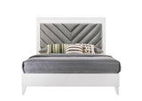 Chelsie Contemporary Bed Gray PU (cc#) • White  27387EK-ACME