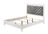 Chelsie Contemporary Bed Gray PU (cc#) • White  27390Q-ACME