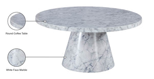 Omni Faux Marble Veneer / Engineered Wood Contemporary White Faux Marble Coffee Table - 36" W x 36" D x 18" H