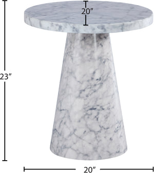 Omni Faux Marble Veneer / Engineered Wood Contemporary White Faux Marble End Table - 20" W x 20" D x 23" H