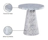 Omni Faux Marble Veneer / Engineered Wood Contemporary White Faux Marble End Table - 20" W x 20" D x 23" H