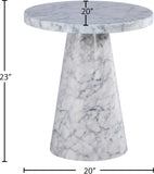 Omni Faux Marble Veneer / Engineered Wood Contemporary White Faux Marble End Table - 20" W x 20" D x 23" H