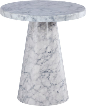 Omni Faux Marble Veneer / Engineered Wood Contemporary White Faux Marble End Table - 20" W x 20" D x 23" H