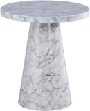 Omni Faux Marble Veneer / Engineered Wood Contemporary White Faux Marble End Table - 20" W x 20" D x 23" H