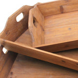 16.5 x 24.25 x 3.75 Brown Country Cottage Wooden - Serving Tray 3pcs