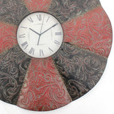 30 x 30 x 2 Black & Red Traditional Floral Metal - Wall Clock