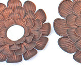 31 x 31 x 3.5 Copper 3 Piece Vintage Blooming Flower Metal - Wall Mirror