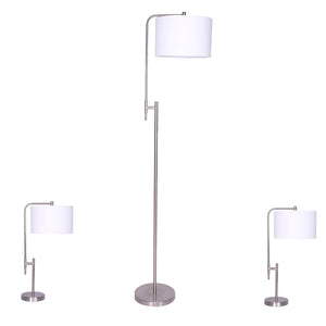 Sagebrook Home Transitional Set of 3 -  Metal 24" Table & 57" Floor Lamp, Silver - Kd 50642 Silver Metal