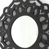 23.75 x 23.75 Black Traditional Lotus - Wall Mirror