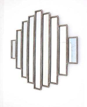 36 x 36 x 2 Silver Rustic Multi Mirrored Wall Sculpture