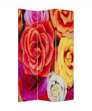 1 x 48 x 72 Multi Color Wood Canvas Daisy And Rose Screen