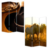 1" x 48" x 72" Multi Color Wood Canvas Round Up Screen