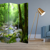 1" x 48" x 72" Multi Color Wood Canvas Meadows And Streams Screen