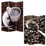 1" x 48" x 72" Multi Color Wood Canvas Coffee Time Screen