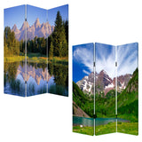 1 x 48 x 72 Multi Color Wood Canvas Mountain Peaks Screen