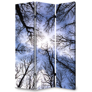 1" x 48" x 72" Multi Color Wood Canvas Forest Screen