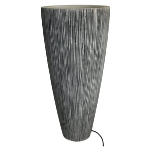HomeRoots 1 X 18 X 39 Gray Sandstone Ribbed Long Conical  Planter With Light 274808-HOMEROOTS 274808