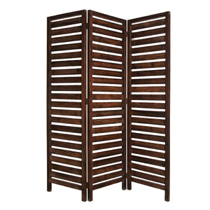 1" x 63" x 72" Brown 3 Panel Solid Wood Fortress Screen