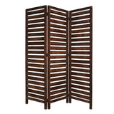 1" x 63" x 72" Brown 3 Panel Solid Wood Fortress Screen