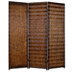 1" x 63" x 72" Brown Wood 3 Panel Screen