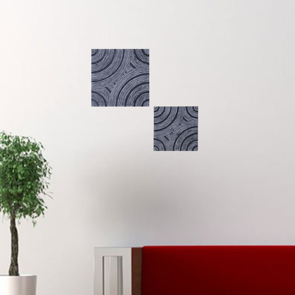1" x 13" x 13" Gray Lined, Square - Wall Decor