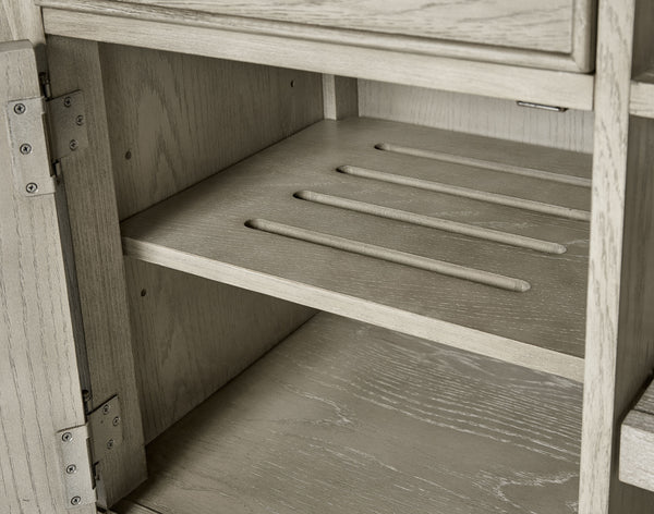 Newport 66" Sand Finish TV Console - Handcrafted Poplar & White Oak, Stylish Storage & Cable Management